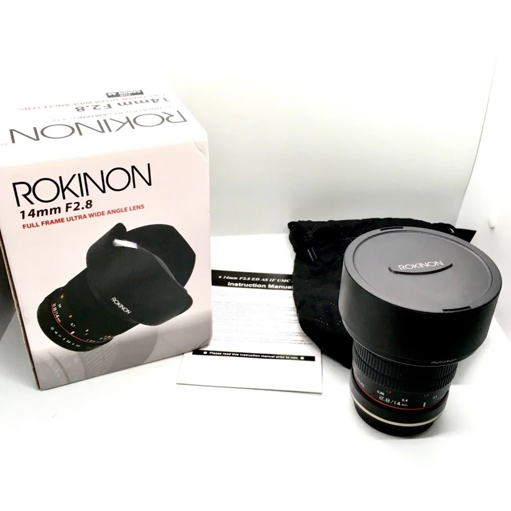 Rokinon 14mm F2.8 ED AS IF UMC Manual Focus Lens + AE Chip for Canon AE Camera